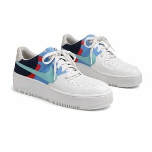 Nike Air Force 1 Sage Low Platform Wmns 8.5 White Light Blue Colorblock Sneakers